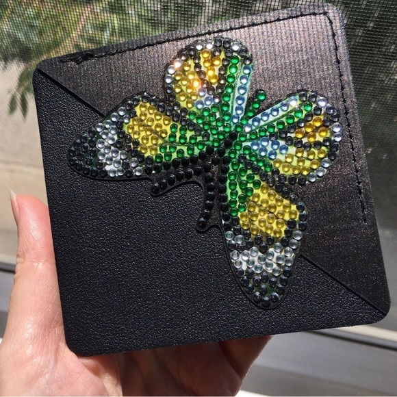 Hand Crafted Accessories - Diamond Art Butterfly Corner Bookmark, Colorful, Sparkly (YELLOW/GREEN)